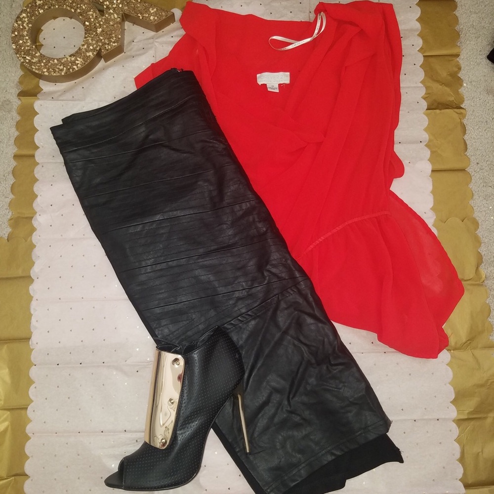 Faux leather skirt